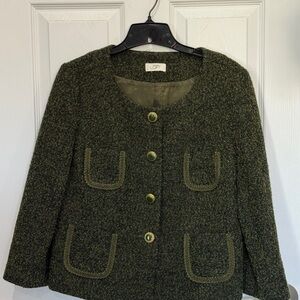 Ann Taylor LOFT Women's Olive Tweed Blazer